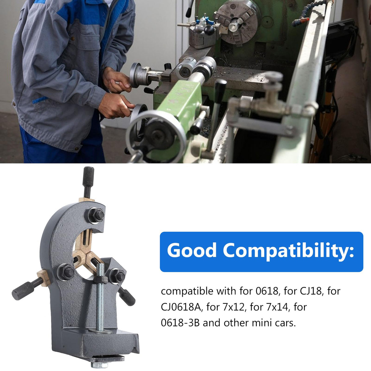 Lathe Center Rest, Metal Fixed Mini Lathe Steady Rest with 3 Contacts, Woodturning Steady Rest MultifunctionalLathe Stabilizer Fixed for 0618 CJ18 CJ0618A 7x12 7x14 0618 3B Xiuganpo