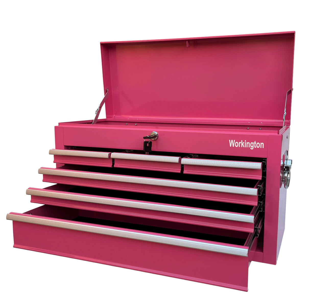 Workington Portable Metal Tool Chest with 6 Drawers, 24" 6-Drawer Tool Chest Cabinet with Ball Bearing Drawer Slides, Steel Tool Storage Box Organizer 4005 Pink Workington
