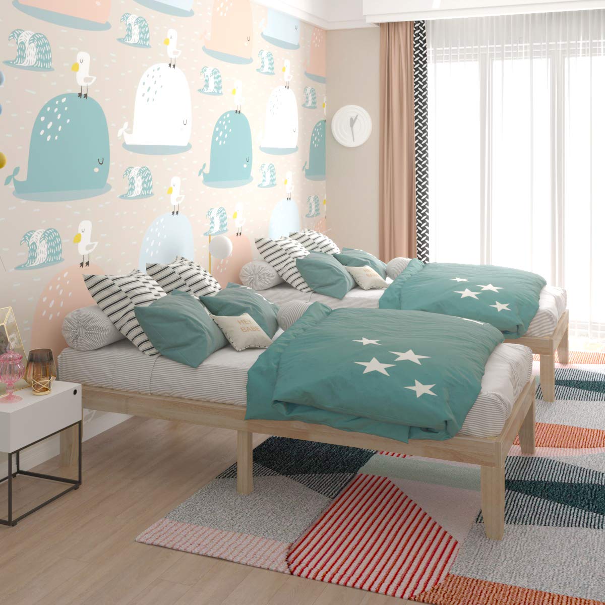 Giantex 14 Inch Twin Wood Platform Bed Frame, Minimalist Style Mattress Foundation with Solid Rubber Wood, Heavy Duty Wood Slat Support, Without Headboard, Easy Assembly, No Box Spring Needed, Natural Giantex