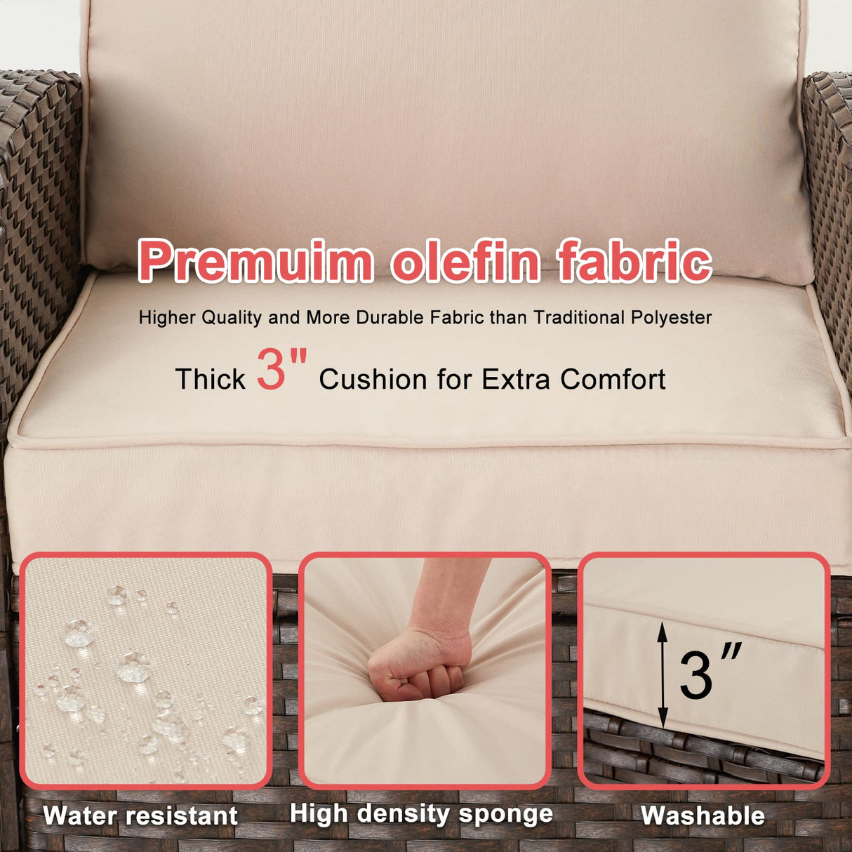 HOMREST 6 Pieces Patio Furniture Sets, All Weather Wicker Patio Conversation Sets with Storage Glass Coffee Table, Outdoor Sectional Sofa w/Ottomans, Cushions & Pillows for Garden, Lawn, Balcony HOMREST