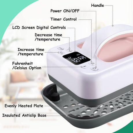 Heat Press Small Heat Press Machine for Heating Transfer, 7 × 5 inch Portable Easy Press Mini Heat Press for DIY Christmas Gift,T Shirts, Hats, Bags.etc(Pink) Legooin