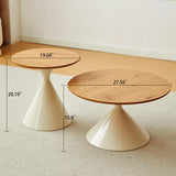 ZYLTHORN Nesting Coffee Table Set of 2 Coffee Table Sets Wooden Coffee Table with Carbon Steel Base Round Coffee Tables for Living Room, Bedroom, Office ZYLTHORN