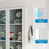 FLIXELIO Display Cabinet with Glass Doors 71" Tall Metal Kitchen Storage Pantry with Adjustable Shelves, Curio Storage Cabinet for Kitchen, Dining Room, Garage, Assembly Required FLIXELIO