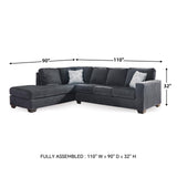 Signature Design by Ashley Altari Urban Left-Arm Facing 2-Piece Sleeper Sectional with Chaise, Loose Seat Cushions, 2 Throw Pillows and Bi-Fold Memory Foam Mattress, Full, Gray Signature Design by Ashley