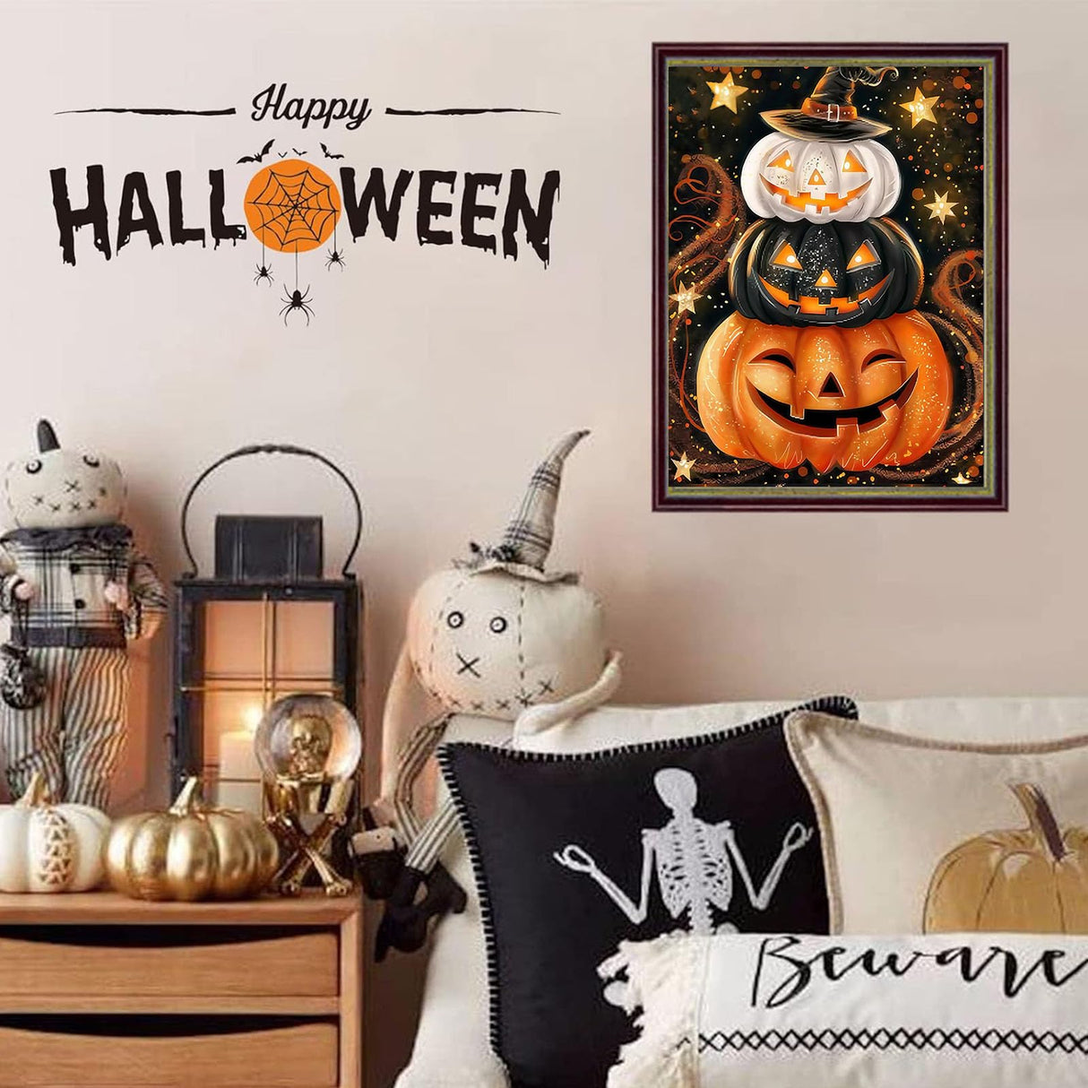 bleihum Pumpkin Diamond Art Kits for Adults- 5D Diamond Painting Kits for Adults, Halloween Gem Painting Kit for Home Wall Decor Gifts(12x16inch) bleihum