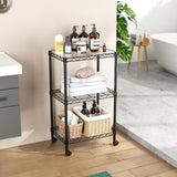 SINGAYE 3 Small Shelves Storage Shelf Wire Shelving Unit Metal Shelf Adjustable Organizers Storage Shelving with Wheels for Bathroom Laundry Room Kitchen Pantry12”D x 18”W x 30.5”H Black SINGAYE
