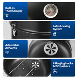 VIVOHOME 3-in-1 Vertical Charcoal Smoker, BBQ Smoker Grill with Built-in Thermometer, Air Vent, and 2 Access Doors, Idea for Parties, Backyard, Barbecues VIVOHOME