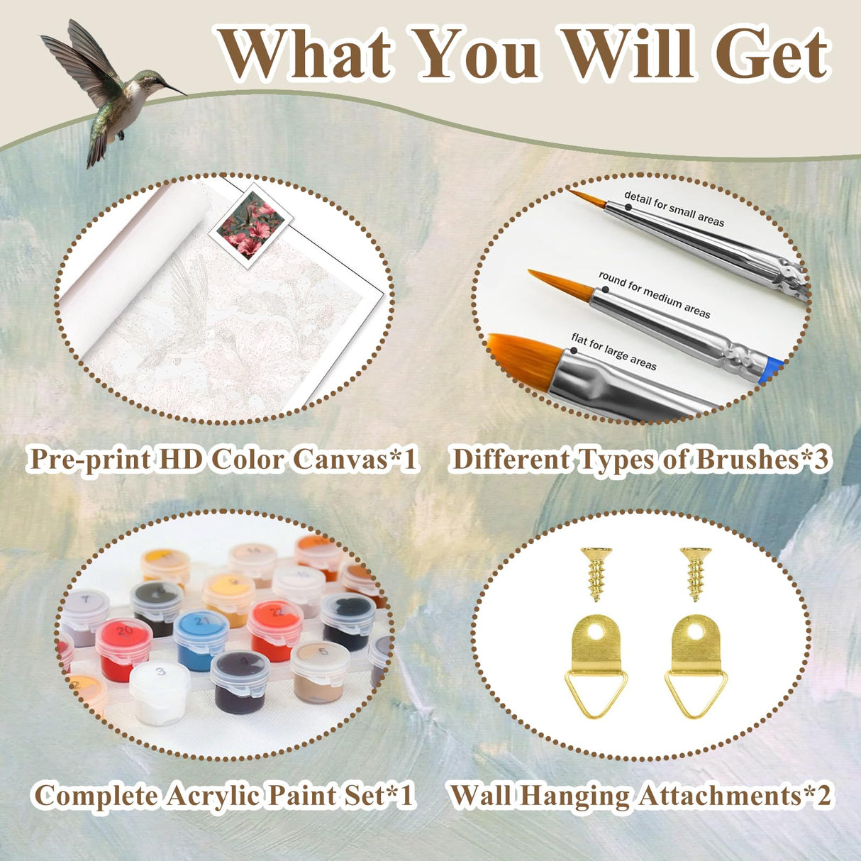 Hummingbird Paint by Number Kits for Adults, Hummingbird Paint by Numbers kit for Adults, Painting by Numbers, Oil DIY Crafts Home Wall Decor 16x20 in HMZephitiquc