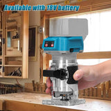 Cordless Wood Router Tool, 600W 6-level Variable Speed Brushless Electric Trimming Machine, 1/4" Collet 18000rpm Hand Compact Edge Trimmer for Engraving Slotting Carving Woodworking DIY VISLONE