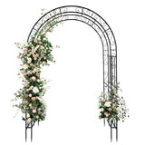 Outvita 7FT Garden Arch Arbor, Heavy Duty Metal Arbour Archway, Decorative Frame Stand Trellis with 7 Inch Ground Stakes for Wedding Ceremony Party Plant Climbing Rose Vines Lawn Courtyard Patio Black Outvita