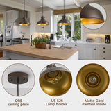 Refice 3 Packs Farmhouse Pendant Lights, Oil Rubbed Bronze Pendant Lighting, lsland Pendant Lights for Kitchen lsland lndustrial Adjustable Height Dome Hanging Lights for Barn, Dining Room Refice
