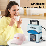 D9A91 Hat Press,Mini Hat Press Machine. for Caps, T-Shirt & More, Curved Heating Plate and Silicone Base,Heat Up Fast and Even, No Crease, LCD Digital Temperature &Timer Control-Light Blue D9A91