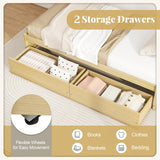 Giantex Twin Bed Frame with 2 Storage Drawers, Solid Wood Platform Bed with Slats Support, Heavy Duty Daybed with Storage, No Box Spring Needed, Twin Bed Frames for Kids Teens Adults Guests (Natural) Giantex