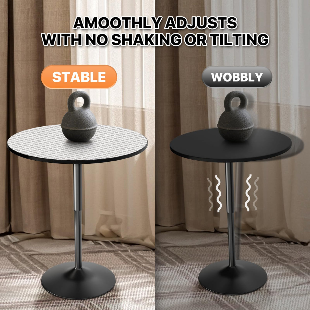 Magshion 31" Round Bar Table Height Adjustable 26"-35" Pub Table with Enlarged Base for Living Room Patio Bistro Café, Silver Magshion