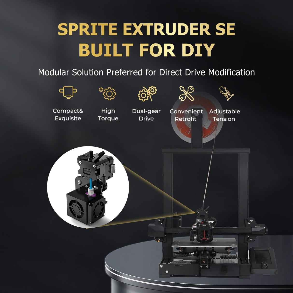 Official Creality Direct Drive Sprite Extruder Kit Upgrade, Dual Gear Extruder SE for Creality Ender 3/Ender 3 V2/Ender 3 Pro/Ender 5/Ender 5 Pro/Ender 5 Plus/CR 10 3D Printers UNIDO