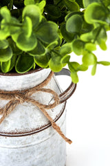 Dahey Metal Flower Vase with Artificial Eucalyptus Farmhouse Decor Rustic Shabby Chic Milk Can Galvanized Jug Planter Fake Plants in Decorative Tin Vase for Table Centerpieces Bedroom Kitchen Decor Dahey