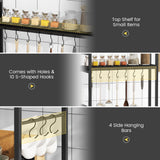 Giantex Bakers Rack with Power Outlets, 5-Tier Coffee Bar Table Organizer w/ 10 S-Shaped Hooks, 63" Large Microwave Stand, Kitchen Utility Storage Shelf for Dining Room, Living Room (Black) Giantex