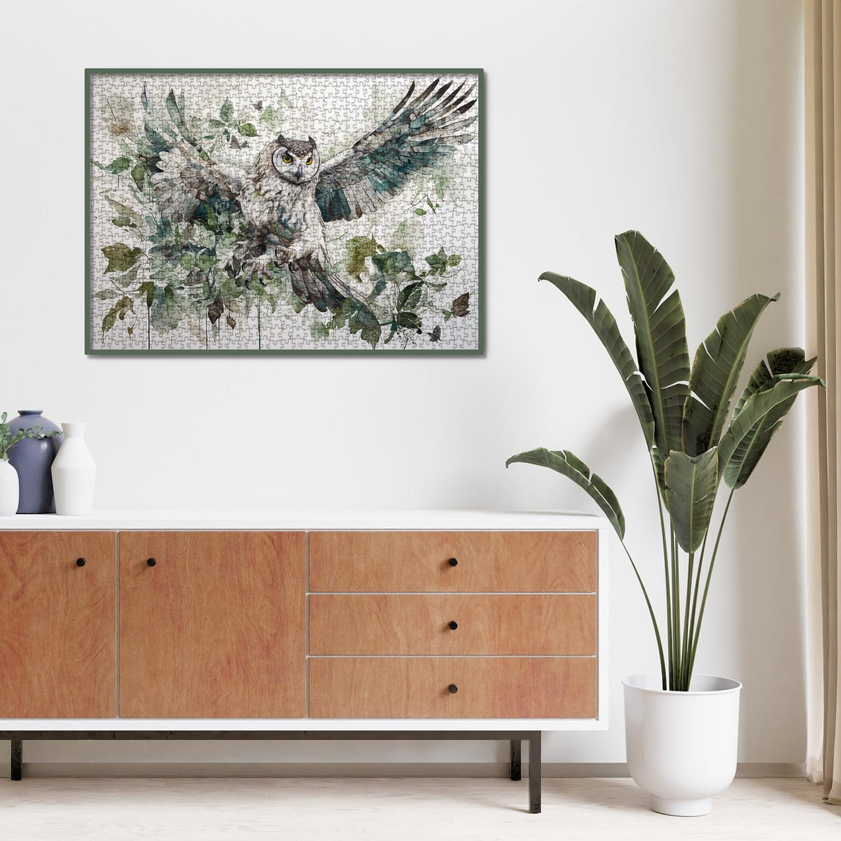 Owl Bird Puzzles for Adults, Animal Art Jigsaw Puzzles 1000 Pieces, Fantasy Forest Painting Puzzle BBOLDIN