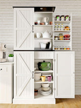 OtterOasis 72" Tall Pantry Cabinet, 31.5" W Larger Farmhouse Kitchen Pantry Cabinet with Barn Doors, Hidden Drawer and 4 Shelves, Wood Versatile Storage Cabinet for Kitchen, Dining Room, Living Room OtterOasis