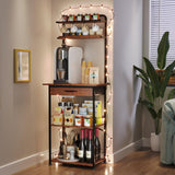 Homsorout Coffee Bar Station - Bakers Rack with Fabric Drawer, Microwave Oven Storage Stand, Bakers Rack for Coffee Stand Station, Home Kitchen Organizer, Brown Homsorout