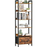 Furologee 6-Tier Bookshelf, Tall 71" Rustic Bookcase with 2 Drawers Storage Organizer, Industrial Display Free Standing Shelf Units, Wood and Metal Storage Rack for Home Office, Bedroom, Rustic Brown Furologee