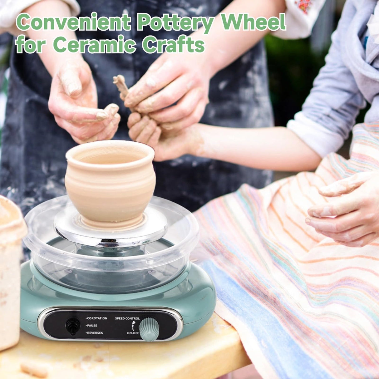 Mini Pottery Wheel Kit, Turntable Electric Pottery Wheel, Clay Making Pottery Machine with 24 Pottery Shaping Tools and Paint Set, Craft Kits Gift for Kids Teens & Adults Beginners OMISTAR