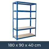 G-Rack Garage Shelving Unit: 180cm x 90cm x 30cm, Single Bay, Blue 5 Tier Unit, 175kg Load Weight Per Tier (875kg Per Rack) for Your Garage, Elsewhere! Shelf Unit, Van Racking G-Rack