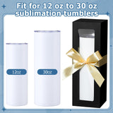 Honoson 24 Pcs Gift Boxes for Sublimation Tumblers Transparent Gift Box with Ribbon for 12oz, 20oz, 30oz Heat Press Sublimation Blanks Skinny Cup for Shipping Gift Wrapping (Black) Honoson