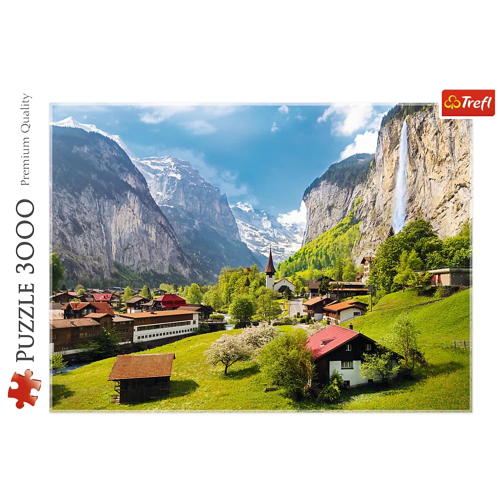 Trefl Lauterbrunnen, Switzerland 3000 Piece Jigsaw Puzzle Red 46"x33" Print, DIY Puzzle, Creative Fun, Classic Puzzle for Adults and Children from 15 Years Old Trefl