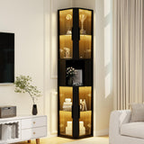 ARTETHYS Glass Display Cabinet Doors 78‘’ Tall Corner Display Case with Lights for Collectibles 5-Tier Curio Storage Shelf for Toys, Books, Black ARTETHYS