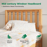 DELAVIN Twin Bed Frame with Headboard, Malaysian Oak Wood Platform Bed Frame, Farmhouse Bed Frame with 12 Wooden Slats Support, No Box Spring Needed, Easy Assembly, Twin, Rustic Pine DELAVIN