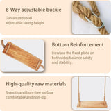 Hanging Wooden Swing, Swing Seat 19.7"x 5.1"× 1.2", Tree Swings for Adults and Kids Outdoor, Adjustable Hemp Rope Plus Tree Straps 80 inch, Kids Swing with 500lbs Load, Rope Swing, Indoor Swing Set DJMUMU