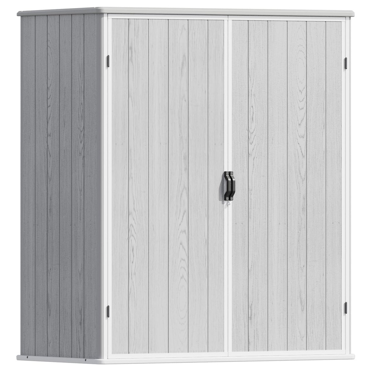 Patiowell 5 x 3 FT Plastic Outdoor Storage Shed, Resin Waterproof Cabinet with Stable Roof and Lockable Doors for Patio Furniture, Pool Accessories and Tools, White Patiowell