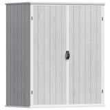 Patiowell 5 x 3 FT Plastic Outdoor Storage Shed, Resin Waterproof Cabinet with Stable Roof and Lockable Doors for Patio Furniture, Pool Accessories and Tools, White Patiowell