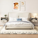 Grey Floating Nightstand Set of 2 with Charging Station and Drawer Small Bedside End Table with Outlet Modern Floating Night Stand for Bedroom Wood Wall Mounted Nightstands Set 2 Grey HOSEOKA