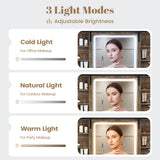 AOGLLATI Farmhouse Makeup Vanity Desk with Lights & Charging Station,Vanity Desk with Mirror and Lights, 47.2” Large Brown Vanity Table with Ample Storage Space and Sliding Mirror (Oak Brown) AOGLLATI