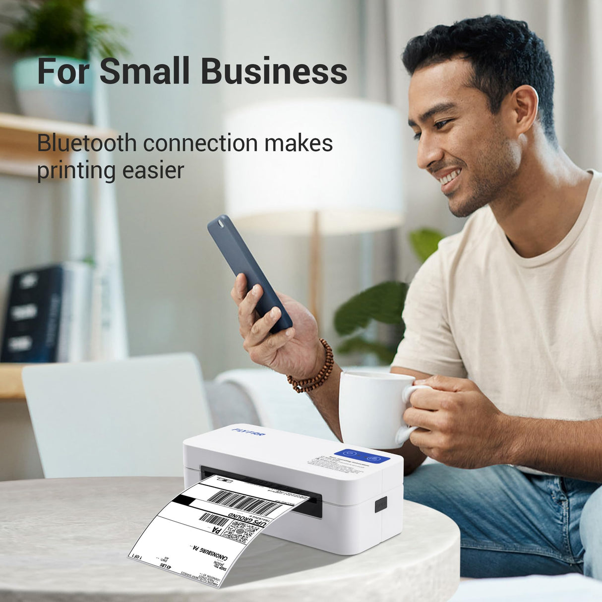 FLYFAR Bluetooth Thermal Shipping 4x6 Label Printer,Wireless Label Printer for Small Business,Support Windows,iOS,iPhone, Android,Used for Amazon,Shopify,Ebay,Ups,FedEx FLYFAR