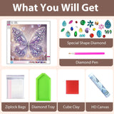 Aestalrcus Butterfly Diamond Art Kits for Adults, Butterfly Special Shape Diamond Painting Kits for Adults, DIY Gem Art Crystal Rhinestones for Gift Home Wall Decor 12x12 Inch Aestalrcus