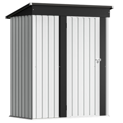 Devoko Outdoor Storage Shed 5 x 3 FT Lockable Metal Garden Shed Steel Anti-Corrosion Storage House with Single Lockable Door for Backyard Outdoor Patio (White)