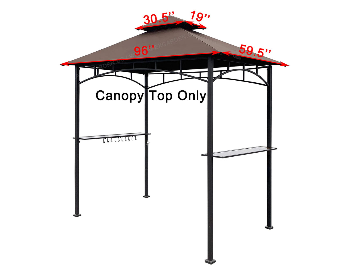 APEX GARDEN Replacement Canopy Top CAN ONLY FIT for Model #L-GG001PST-F 5' X 8' Brown Double Tiered Canopy Grill BBQ Gazebo (Top Only) (Brown) APEX GARDEN