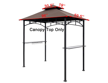 APEX GARDEN Replacement Canopy Top CAN ONLY FIT for Model #L-GG001PST-F 5' X 8' Brown Double Tiered Canopy Grill BBQ Gazebo (Top Only) (Brown)