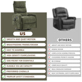 PELUMY Manual Recliner Chair with Heat & Vibration Massage, 360° Swivel Rocker Recliner with 155° Recline and Lumbar Heat, Compact Recliner for Living Room & Small Spaces (Chenille, Green) PELUMY