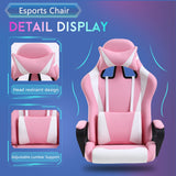 PayLessHere Ergonomic Racing Desk Chair Gaming Chair Computer Chair with Armrests 360° Swivel & Caster Pu Desk Task Chair Executive Headrest Lumbar Support for Back Pain Women Men and Adults,Pink PayLessHere