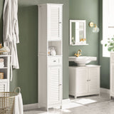 Haotian FRG236-W,White Tall Bathroom Storage Cabinet with Shelves and Drawers Haotian