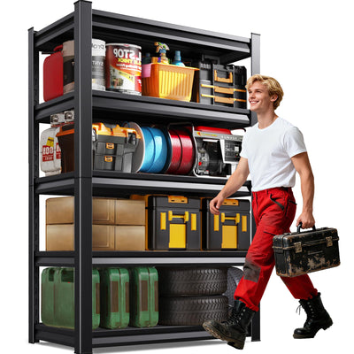 ZZXCBB Garage Shelving Heavy Duty, Adjustable 5-Tier Garage Shelves,3000LBS Metal Storage Shelves,Shelving Unit and Utility Storage Rack for Basement,Easy Assembly,Black 72''H x 35.4''W x 15.7''D