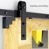 Signstek 10 FT Double Sliding Barn Door Hardware Track Kit, Wood Slab Use, for Garage, Kitchen, Bedroom, Fit 30'' Wide Door Panel-Smoothly and Quitely-Easy to Install (J Shape Hanger) Signstek