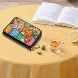 JZHYOAN Cat Diamond Art Zipper Business Small Wallet, 4.33x3.14x0.98 Inch Diamond Art Credit Card Holder, DIY Anti-demagnetization Card Holder Wallet for Woman Adult Man Family JZHYOAN