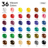 Acrylic Paint Set with 12 Art Brushes, 36 Colors (2 oz/Bottle) Acrylic Paint for Painting Canvas, Wood, Ceramic and Fabric, Paint Set for Beginners, Students and Professional Artist, Rich Pigments TMOL