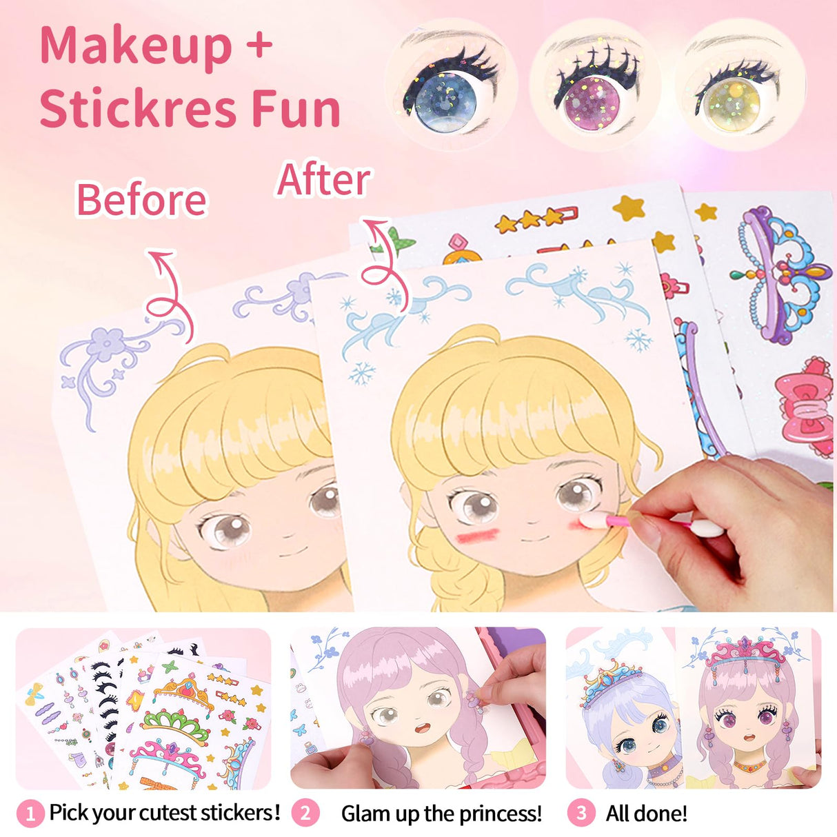 Art Craft Activity for Kids, Princess Fashion Sticker Book, Foil Art Kit, Diamond Painting Kits, Dress up DIY Art Kit for Kids, Mess-Free Toddler Arts and Crafts Supplies for Girls & Boys Ages 5+ Innosurg