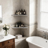 BWE 10" Shower Corner Shelf, 304 Stainless Steel Shower Shelves, Slot Design Corner Shower Shelf, Recessed Bathroom Storage Organizer for Tiled Wall,No Drilling Need, Brushed Nickel 2 Pack BWE